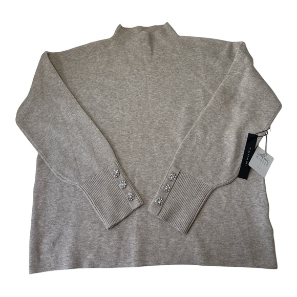 Tahari Gray Turtleneck Sweater with Button Accents - Picture 1 of 7